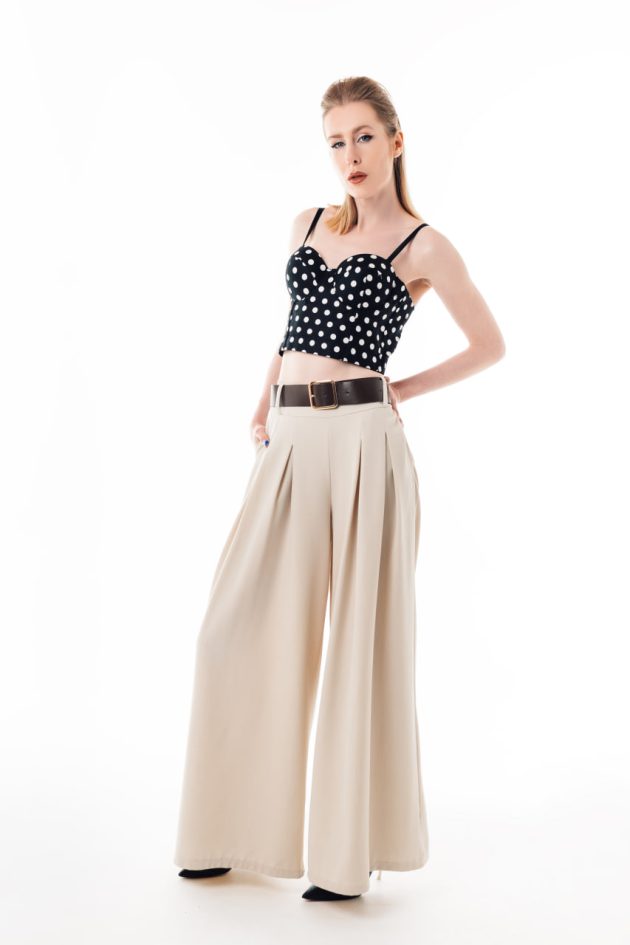 Palazzo trousers with pintucks