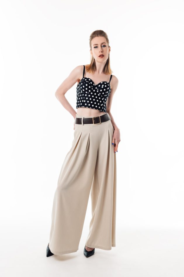 Palazzo trousers with pintucks