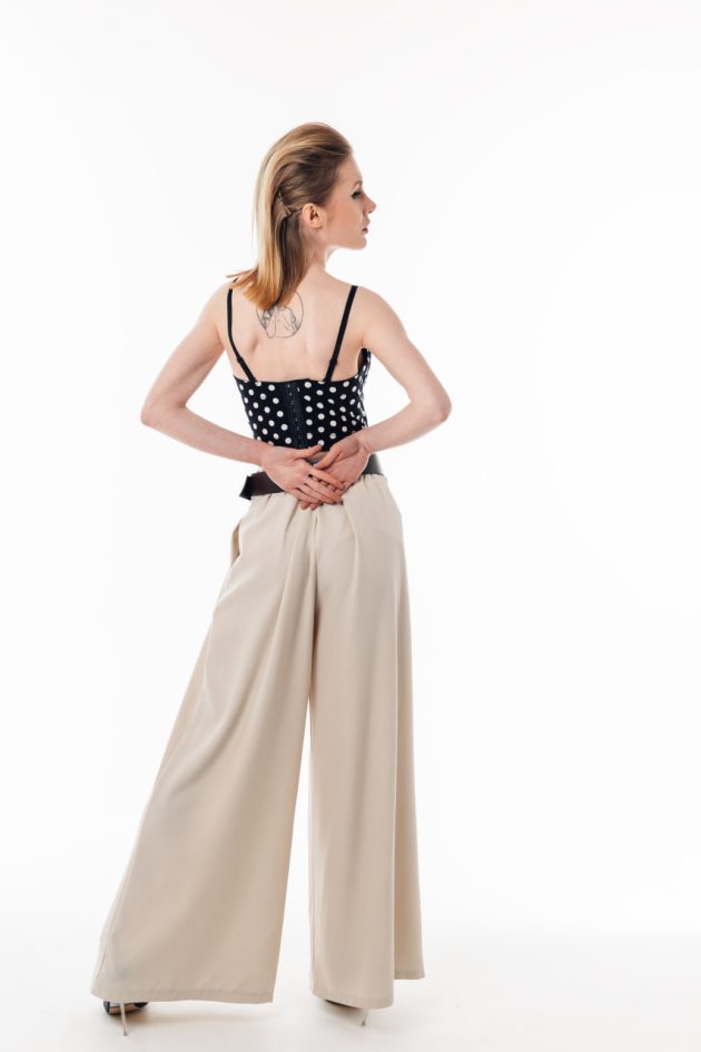 Palazzo trousers with pintucks