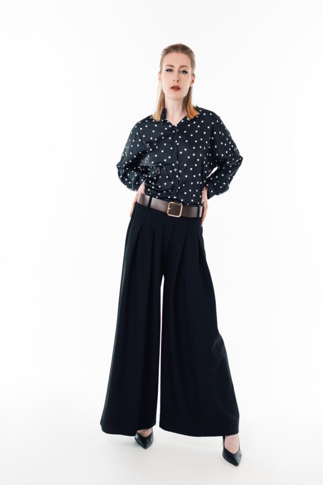 Palazzo trousers with pintucks