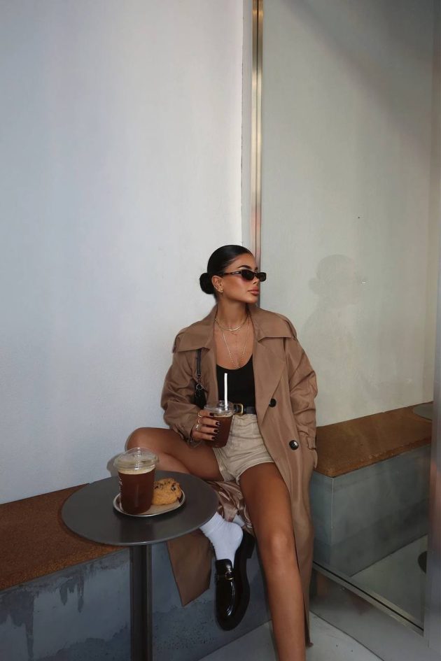 Coffee Sleeves Belted Trench Coat